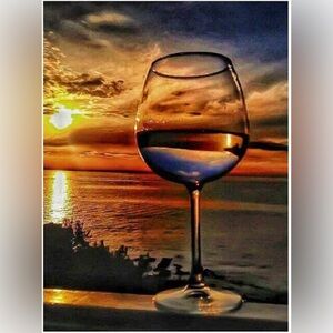 Majestic Wine Glass Sunset Wooden Puzzle - 1000 Pieces NWT